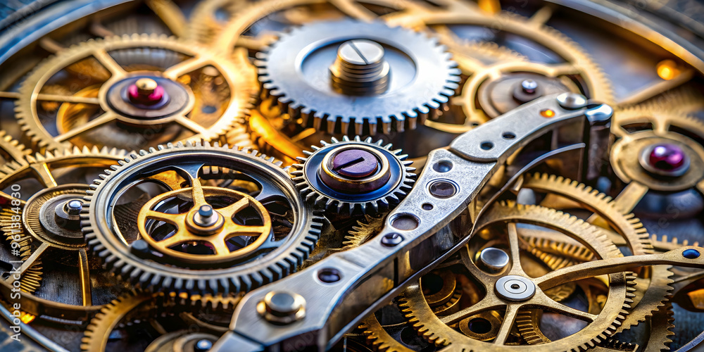Aufkleber intricate clockwork: a captivating macro photograph showcasing the intricate details and precision o