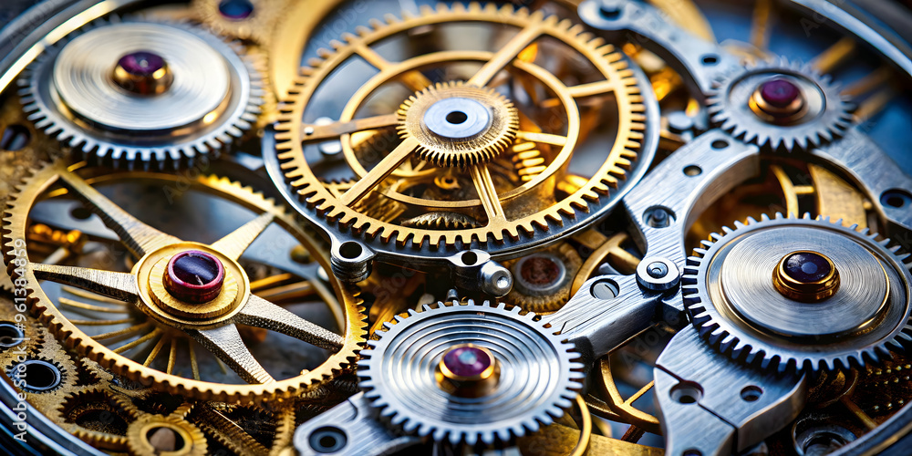 Poster intricate clockwork: a captivating macro photograph showcasing the intricate details and precision o