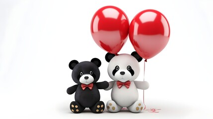 Obraz premium Teddy bear with balloons