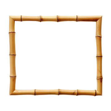 Empty horizontal bamboo frame isolated on transparent and white background