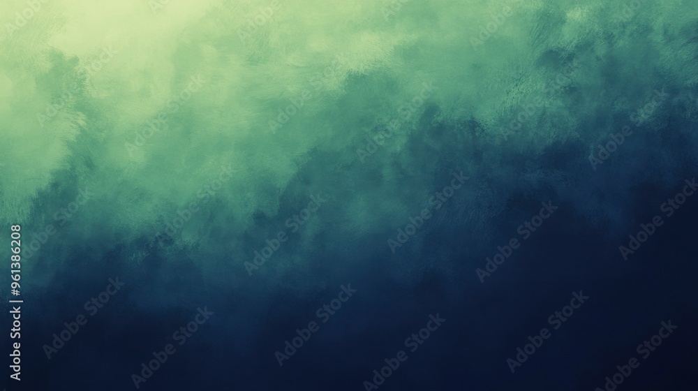 Poster a cool gradient background with a blend from deep navy blue to soft green, perfect for a calm and pr