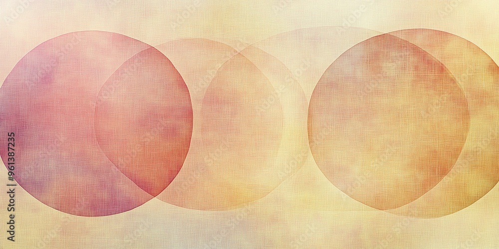 Poster Three translucent circles on a patterned background.