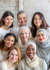 Obraz premium Group of Happy Diverse Women Smiling Together