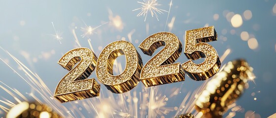 Celebrate the arrival of 2025 with sparkling decorations and festive vibes, perfect for New Year celebrations and events.