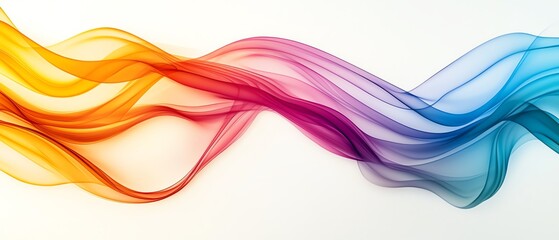 A vibrant swirl of colorful smoke streaming across a white background, perfect for artistic and abstract designs.