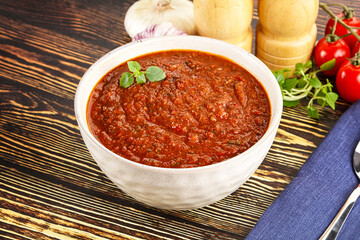 Spanish traditional gazpacho tomato soup