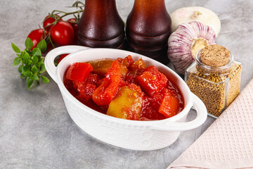 Hungarian lecho with bell pepper