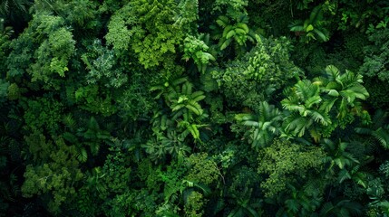 numerous trees and plants populate the center Bird's-eye perspective of treetops