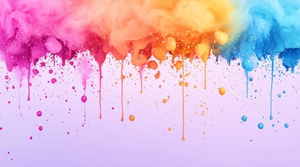 Fototapeta premium Vibrant explosion of colorful powder creating a stunning visual effect against a light background.