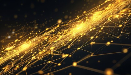 Fototapeta premium Golden pathways of blockchain innovation, where technology meets elegance in a digital symphony