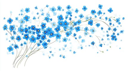 Blue Forget me not Flowers Isolated on White Background
