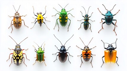 Silhouetted Collection of Various Insects and Bugs