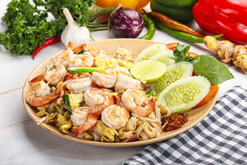 Asian cuisine frien rice with shrimps