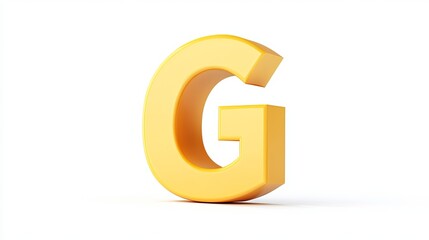 Volumetric letter "G" in 3D format, white background, an alphabetic element.