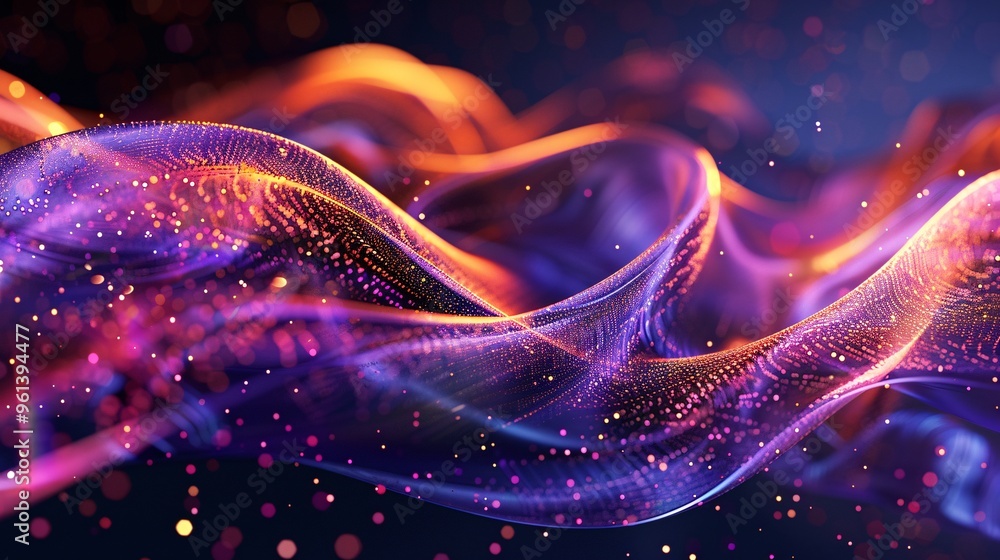 Wall mural abstract wavy pattern with sparkling lights