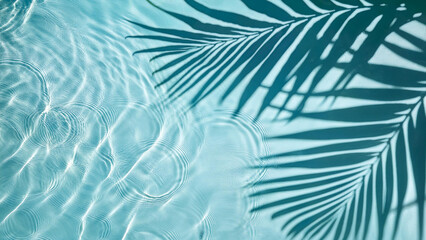 Shadows of palm leaves on calm water