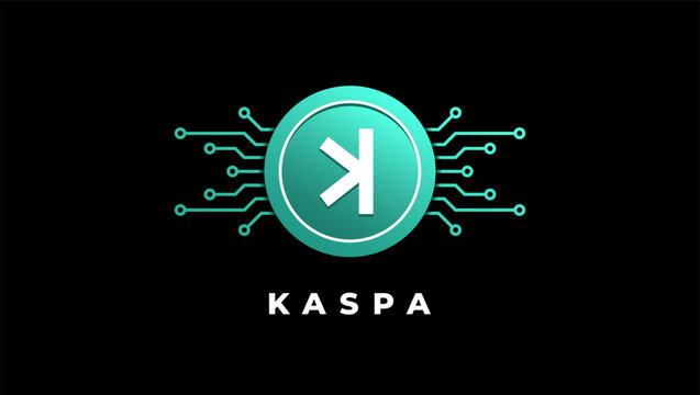 Kaspa (KAS) cryptocurrency logo vector illustration for banner or background.