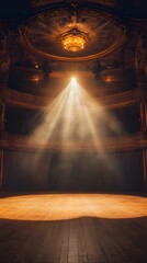 A bright light shining on an empty stage