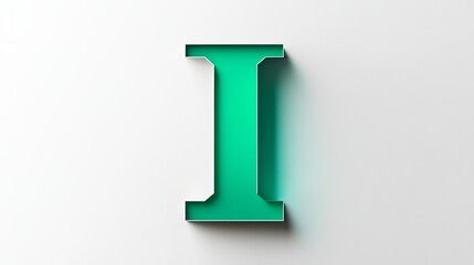 Free-standing 3D letter "I" on a white background, a symbol of the alphabet
