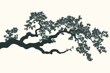 Fototapeta premium Tree branches silhouette isolated on white background. Vector illustration forest design and element landscape season. Autumn clip art and decoration abstract outdoor