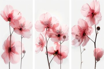 Delicate Pink Floral Arrangement on White Background Highlighting Nature's Beauty in Springtime