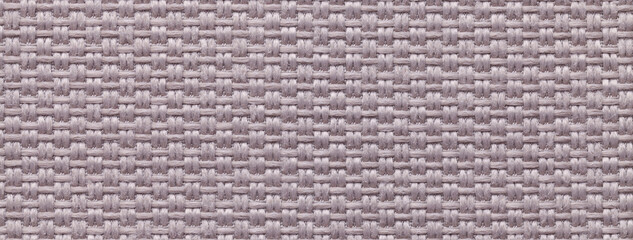 Texture dark beige background from woven textile material with wicker pattern, macro. Vintage brown fabric cloth