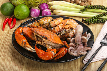 Luxury seafood mix - crab, prawn, octopus