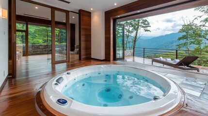 Obraz premium Tranquility Retreat: Serene Jacuzzi Oasis for Luxurious Relaxation and Meditation