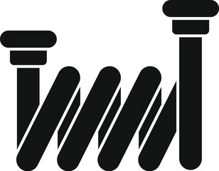 Black silhouette of a flexible spring for industrial use being stretched