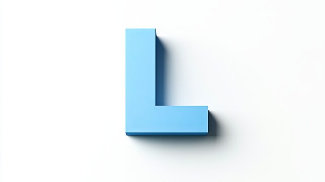3D letter "L" on white background, alphabetic symbol.