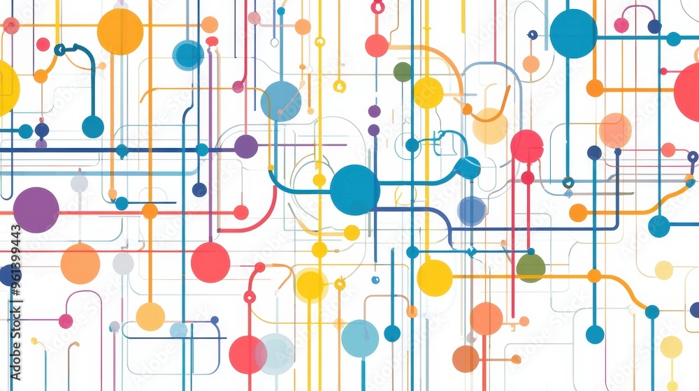Aufkleber abstract colorful network background with lines and circles
