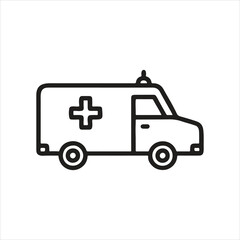 Medical Related Icon. Ambulance. Black Out Line Icon