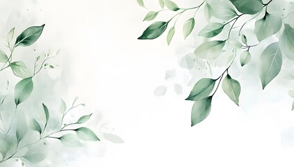 Soft green watercolor leaves