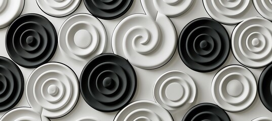 Fototapeta premium Abstract background optical illusion black and white circles, abstract artwork, abstract background, aesthetic wallpaper, abstract landscape 