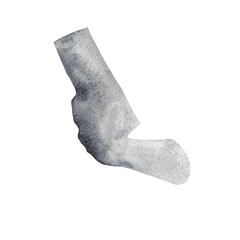Watercolor illustration icon by hand and abstract device, isolation on a white background
