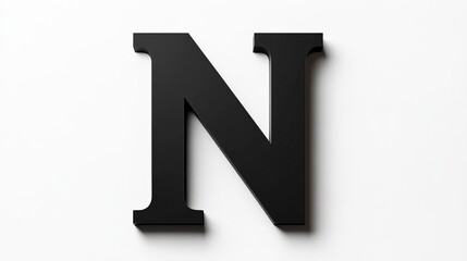 3D letter "N" isolated on white background, alphabet, black.