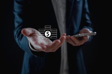 Business development Business Planning and Investment Strategy: pointing arrow up and graph corporate future growth plan on network structure of business Success.