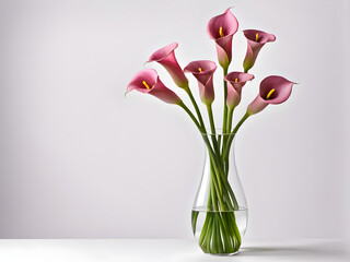 Fototapeta premium pink calla lily in vase on white background