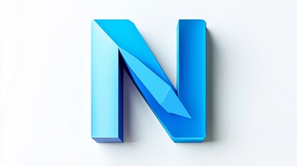 Letter "N" in volume, isolated on white background, element of the alphabet.