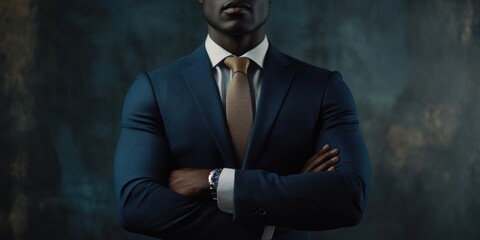 Confident Businessman Posing with Hands on Hips