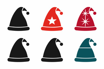 Silhouette of santa claus hat, Christmas santa claus hat vector set