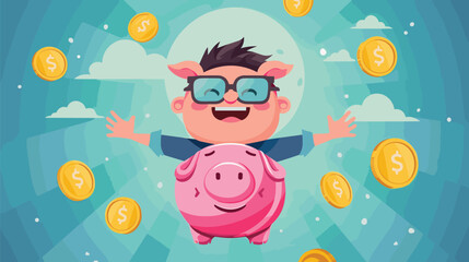 Successful Entrepreneur Enjoying Financial Freedom and Independence with Profitable Deals and Piggy Bank Savings