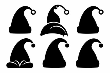 Obraz premium Silhouette of santa claus hat, Christmas santa claus hat vector set