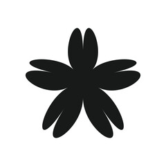 Flower black shape isolated on white background. Vector