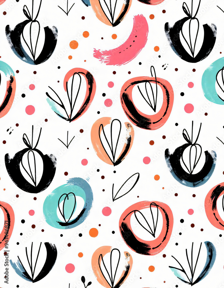 Sticker seamless pattern with apples