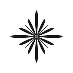 Flower black shape isolated on white background. Vector