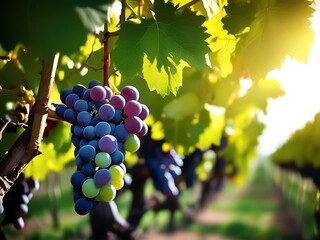 Naklejka premium Fresh ripe purple red Grapes