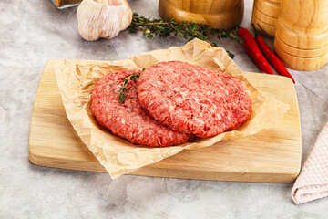 Raw beef minced meat cutlet