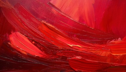Abstract red Texture on Canvas, Vibrant Brushstrokes, Modern Art Background. Generated image