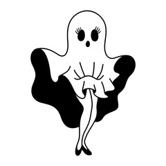 funny halloween ghost lady for greeting halloween festival spooky season